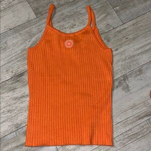 Sporty & Rich Orange Ribbed Tank Top